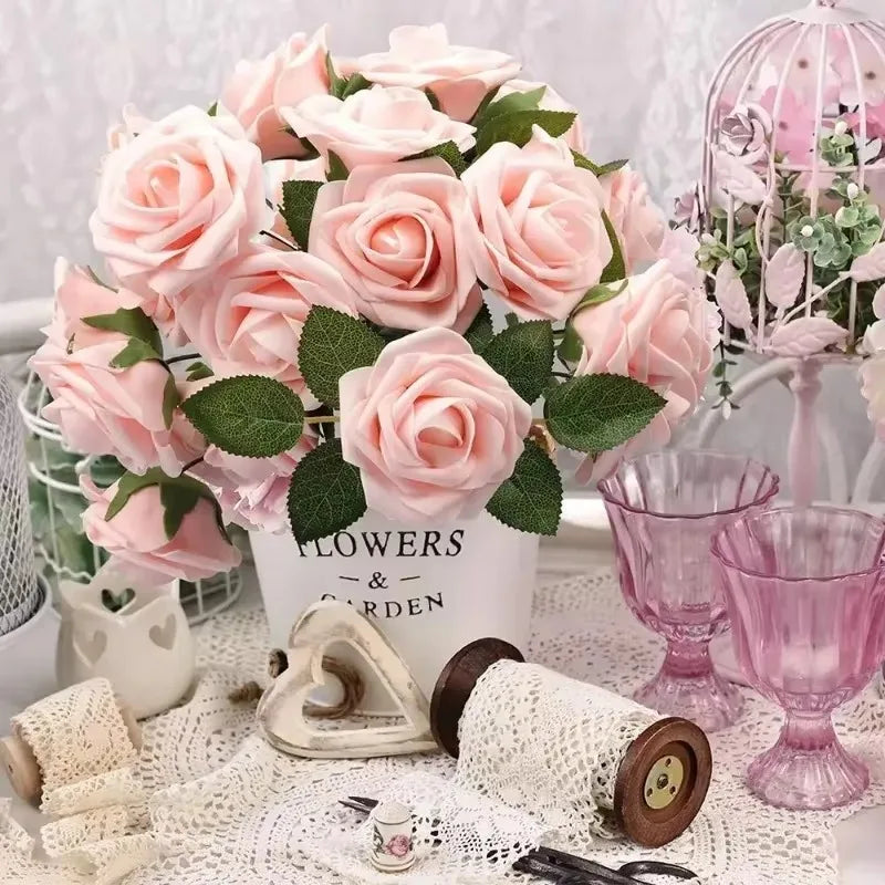 Artificial Red Foam Roses – Velvet DIY Wedding Flower Set