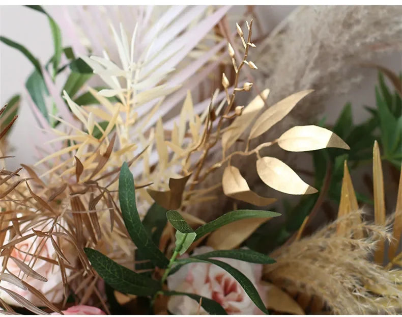 Boho Wedding Arch Flowers Kit Bulk – Pre-Made Pampas Silk Floral Backdrop Set
