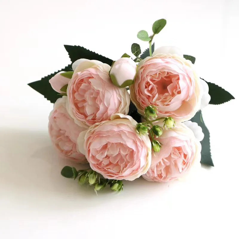 Artificial Rose & Peony Bouquet – Silk Wedding Bridal Flowers, Faux Roses & Peonies