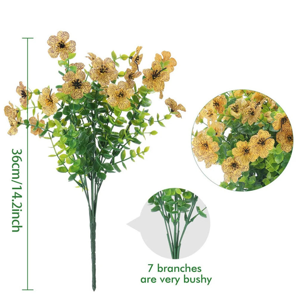8PCS Artificial Spring Flowers – Mixed Color Faux Plants for Outdoor Porch Decor, Easter Decorations, Window Boxes, Patio & Home Floral Arrangements