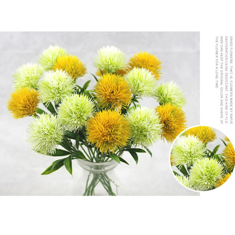 5/10PCS Artificial Dandelion Flower Bouquet Bulk – Plastic Faux Vase Arrangement