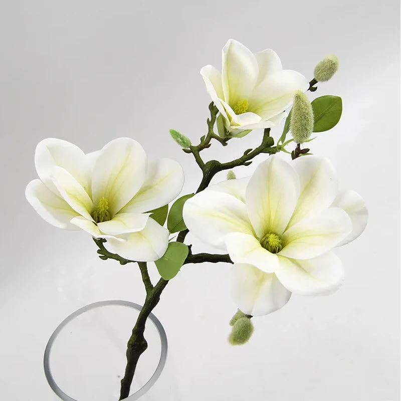 Artificial Magnolia Branch Bulk – 3-Head Real Touch Faux Flowers