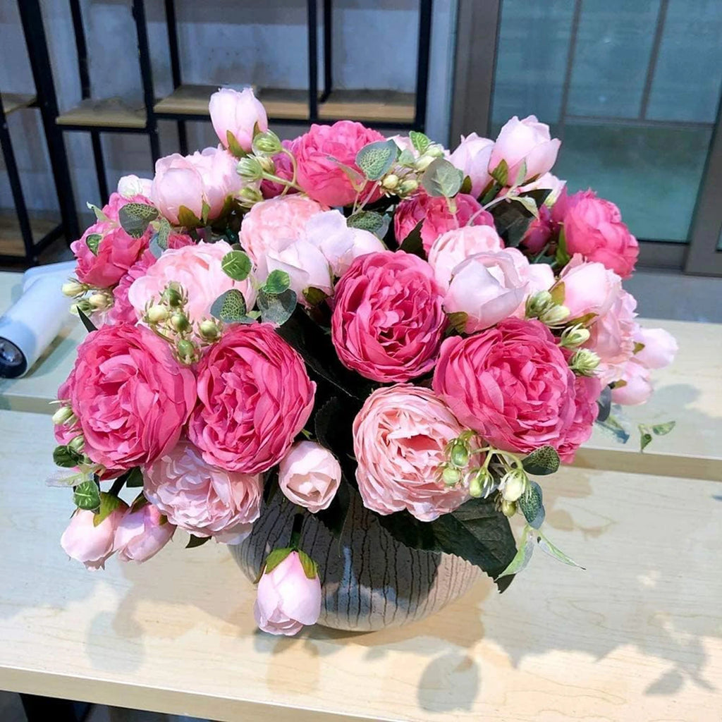 Artificial Rose & Peony Bouquet – Silk Wedding Bridal Flowers, Faux Roses & Peonies