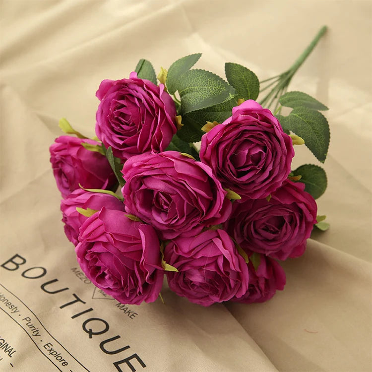 10 Heads Artificial Silk Rose Bouquet – Realistic Faux Roses for Wedding Centerpieces, Party Decor, Home & Garden Floral Arrangement, Valentine’s Day Gift