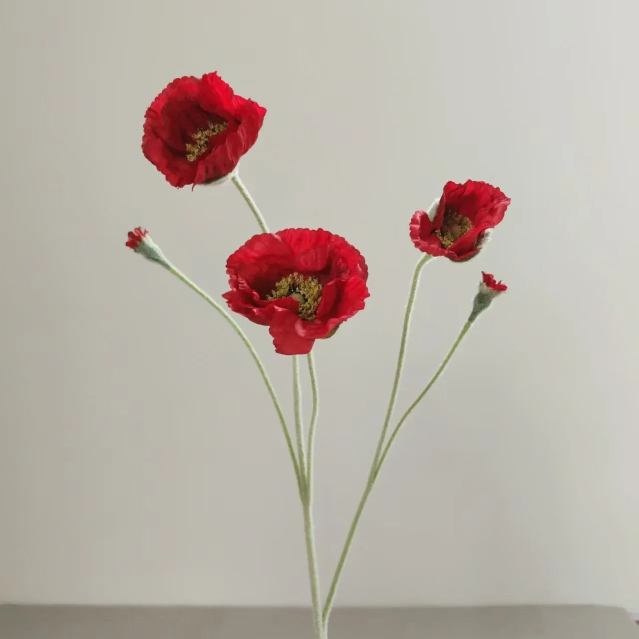 Artificial Poppy Stems – 65cm Long Faux Flowers for Wedding, DIY Decor