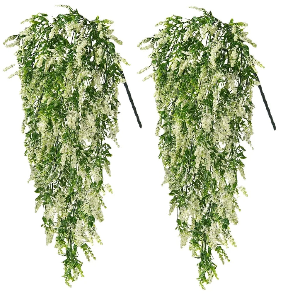 2PCS Artificial Baby’s Breath Ivy Vine – Hanging Faux Flowers Garland for Wedding Decor, Garden, Window, Home Wall & Outdoor Floral Decoration