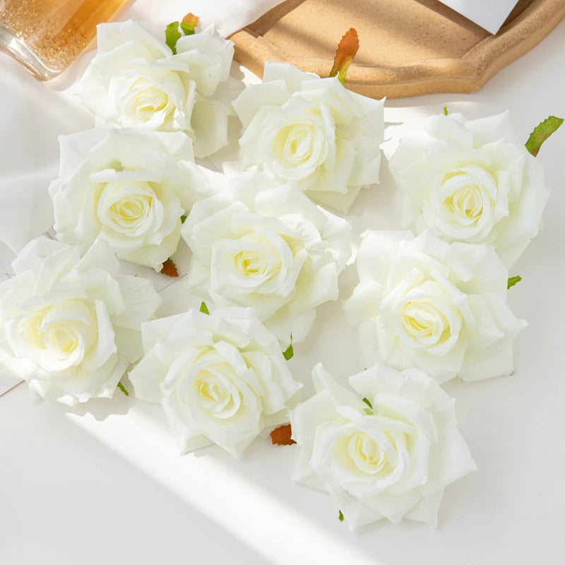 100PCS Artificial Silk Rose Heads Bulk – 10cm Faux Flowers