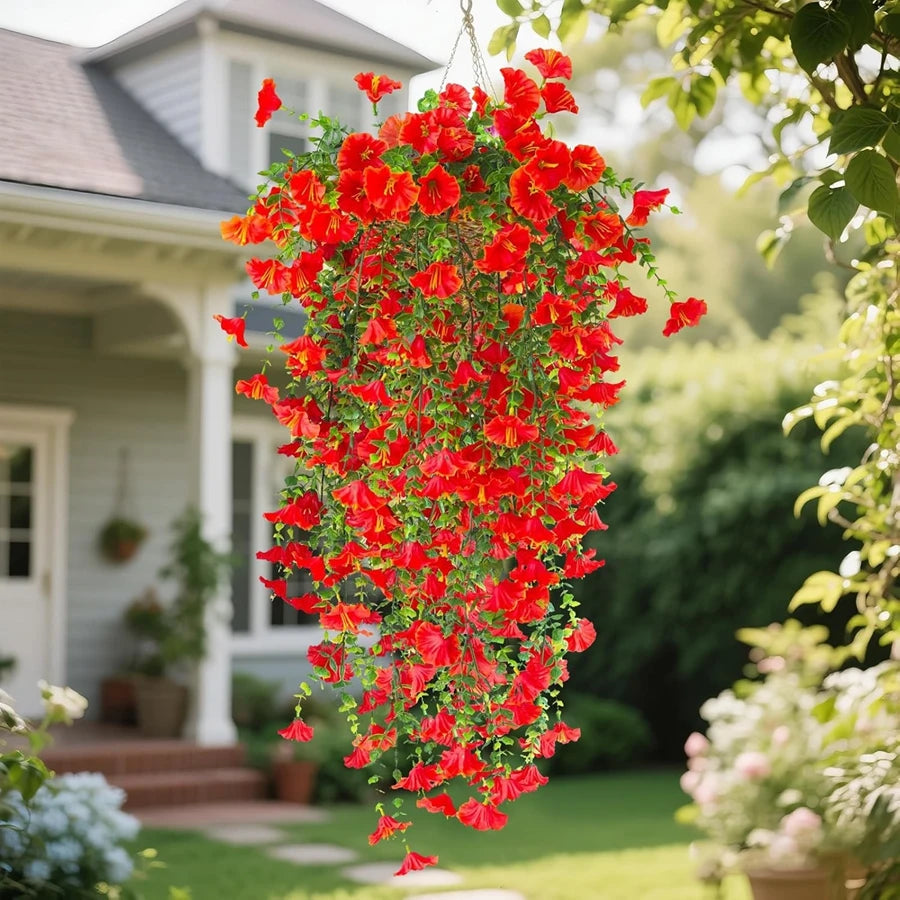 Artificial Morning Glory Flower Vine – Silk Hanging Floral Garland for Wedding Arch, Outdoor Garden Decor, Valentine’s Day Wreath, DIY Home Decorations