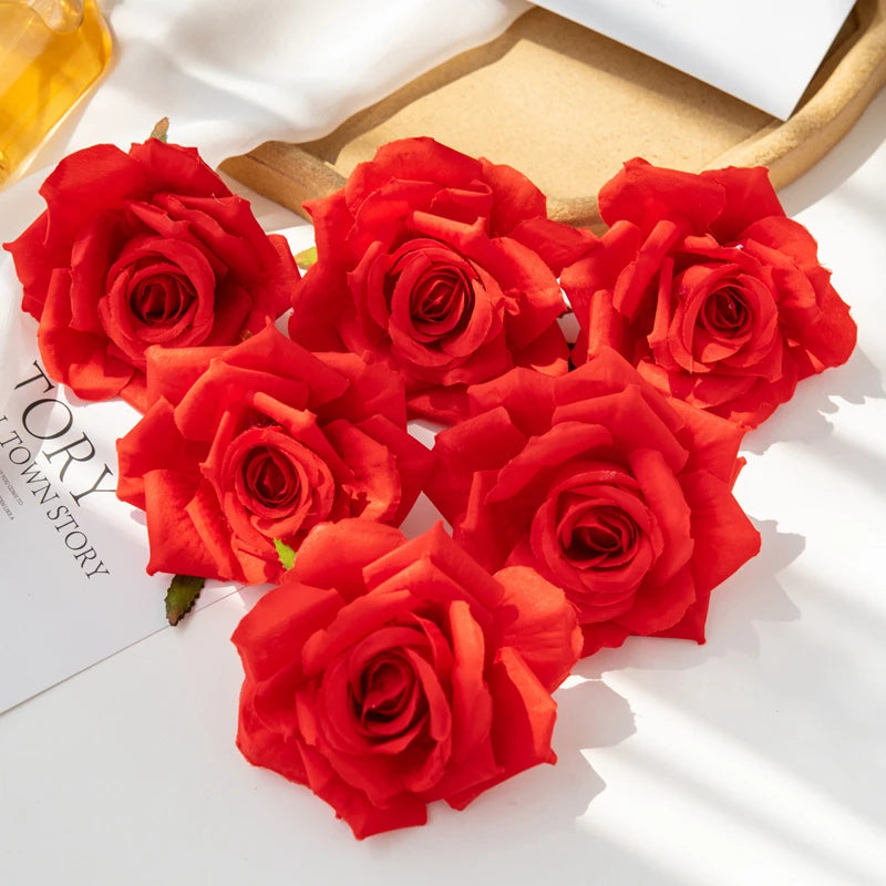 100PCS Artificial Silk Rose Heads Bulk – 10cm Faux Flowers