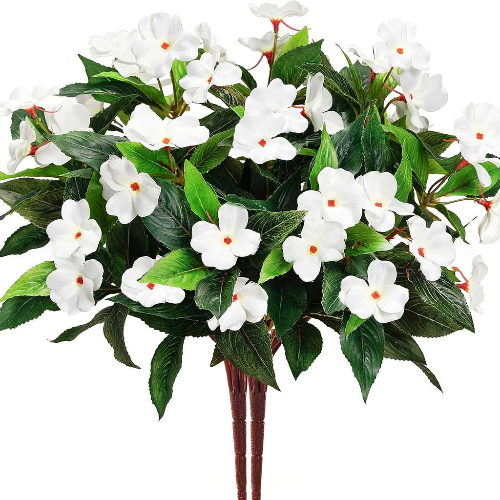 1/2/6PCS Artificial Balsam Flowers – UV Resistant Realistic Silk Faux Flower Stems for Indoor Outdoor Decor, Wedding, Home, Hotel Arrangement