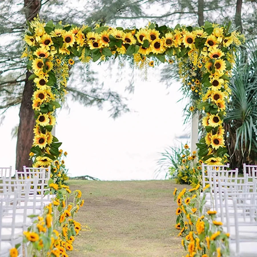 Artificial Sunflower Vine Garland – Hanging Wreath
