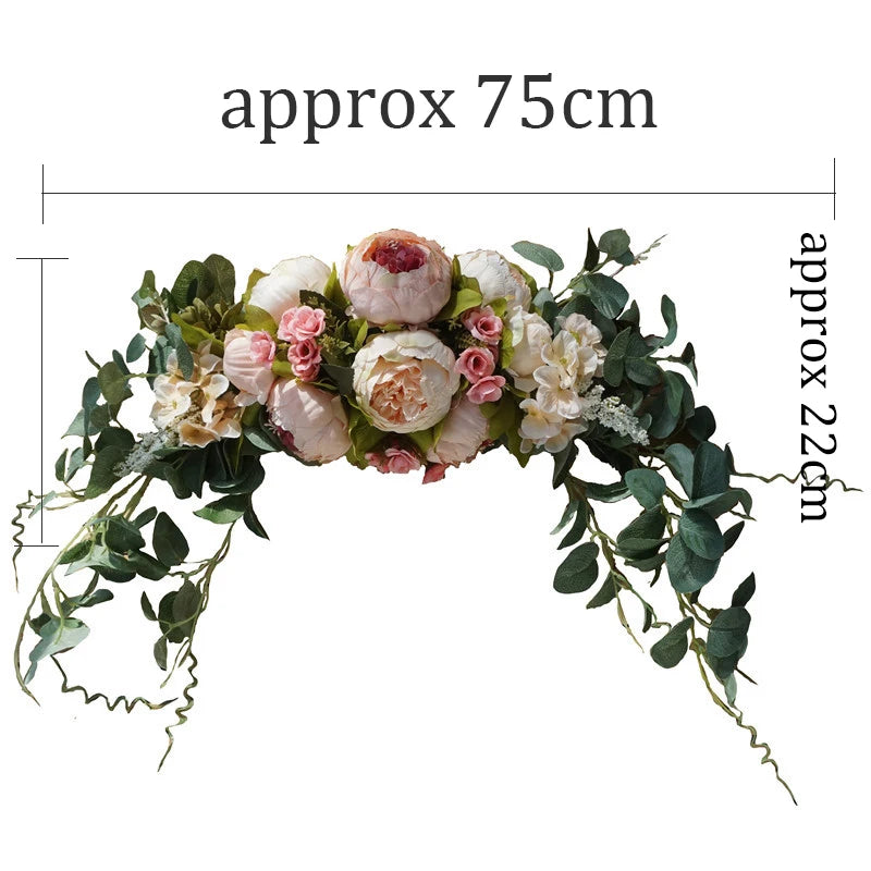 Artificial Champagne Peony & Rose Arch Wreath Bulk – Faux Floral Garland