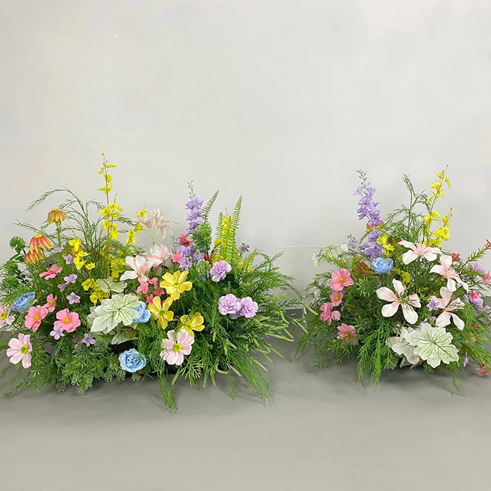 Artificial Green Plants & Rose Wedding Backdrop Flower Row – Silk Hanging Floral Arrangement for Event Stage, Party Decor, Ceremony Arch & Floor Decoration