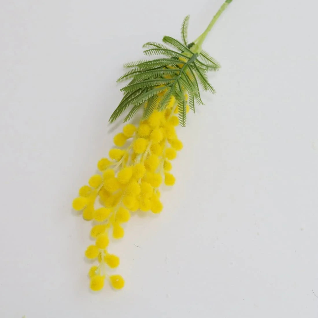 Artificial Albizia Julibrissin Mimosa Branch – 6pcs Yellow Flower Decor