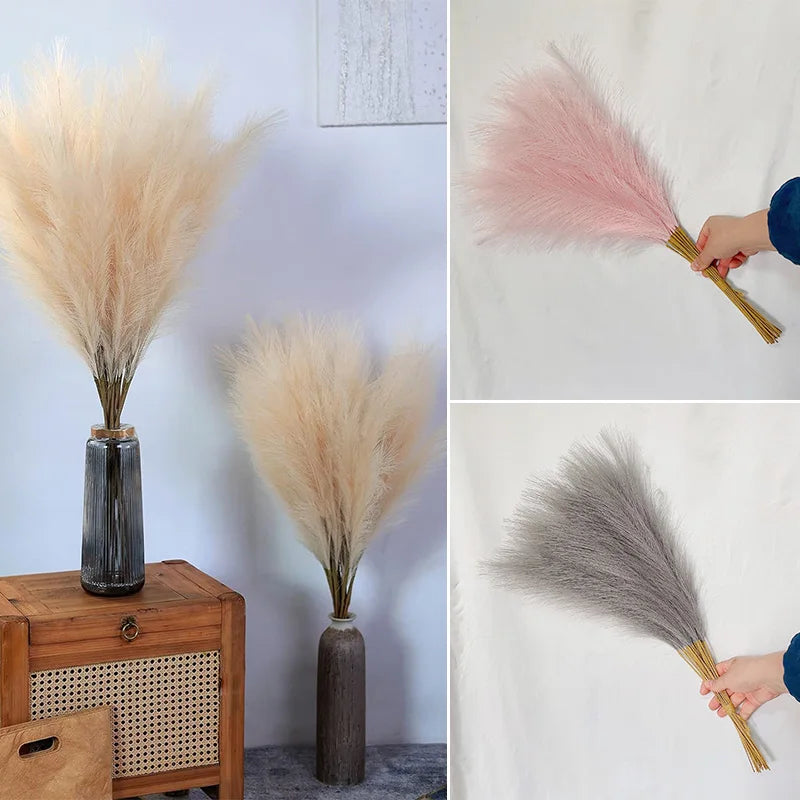 Artificial Pampas Grass Boho Bouquet Bulk (5–10 PCS) – Faux Reed Grass Stems