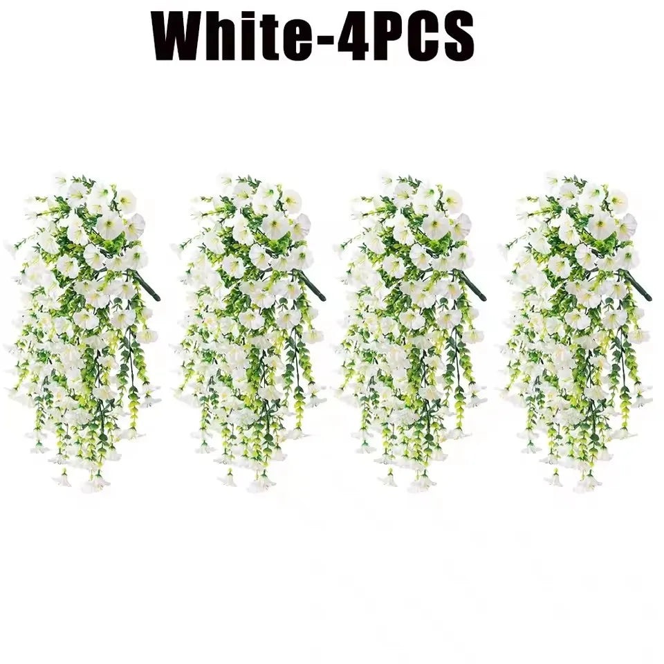 1/10PCS Artificial Morning Glory Hanging Flowers – UV Resistant Faux Petunia Vine Plants for Outdoor Wall, Garden, Porch, Wedding & Home Decor