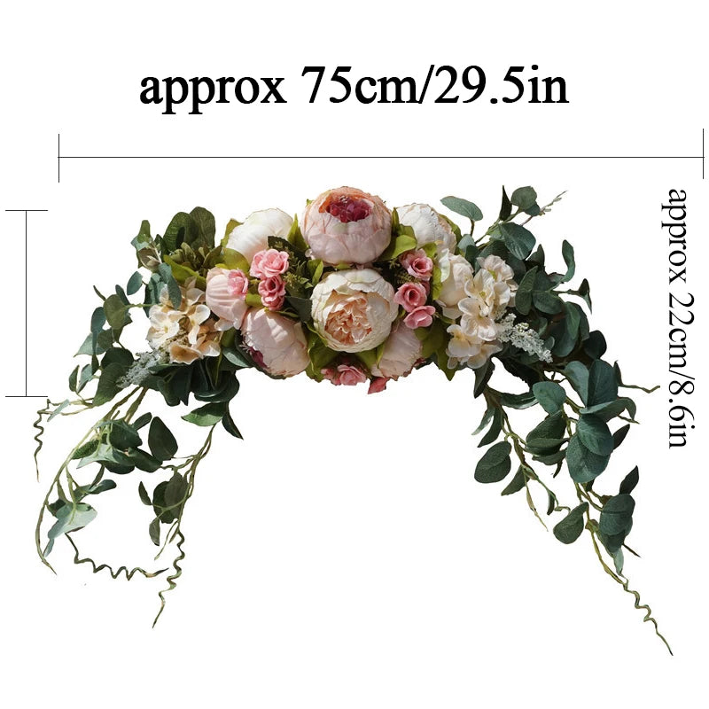 Artificial Champagne Peony & Rose Arch Wreath Bulk – Faux Floral Garland