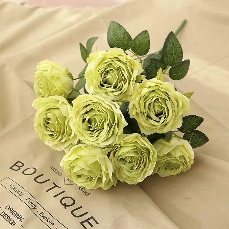 10 Heads Artificial Silk Rose Bouquet – Realistic Faux Roses for Wedding Centerpieces, Party Decor, Home & Garden Floral Arrangement, Valentine’s Day Gift