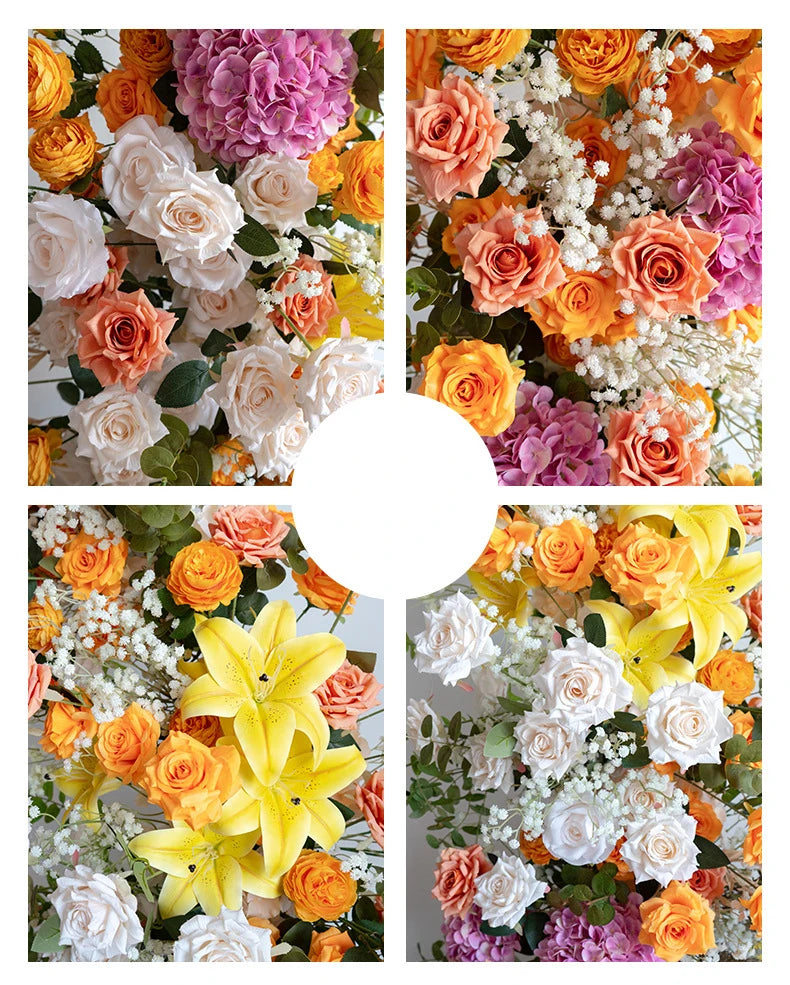 Colorful Rose Wildflower Wedding Arch Backdrop Bulk – Silk Floral Row 160–200cm
