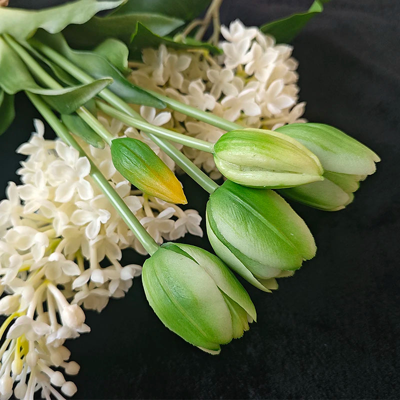 5PCS Real Touch Silicone Tulip Artificial Flower Bouquet Bulk – Latex Faux Tulips