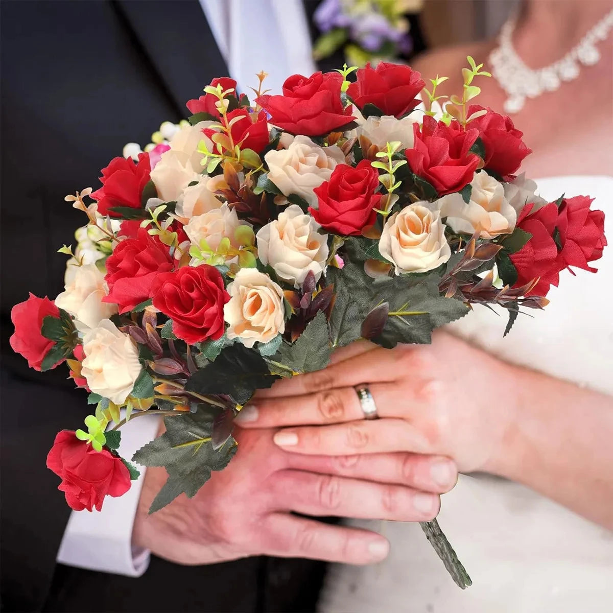 Artificial Silk Rose Bouquet – Realistic Faux Rose Flowers