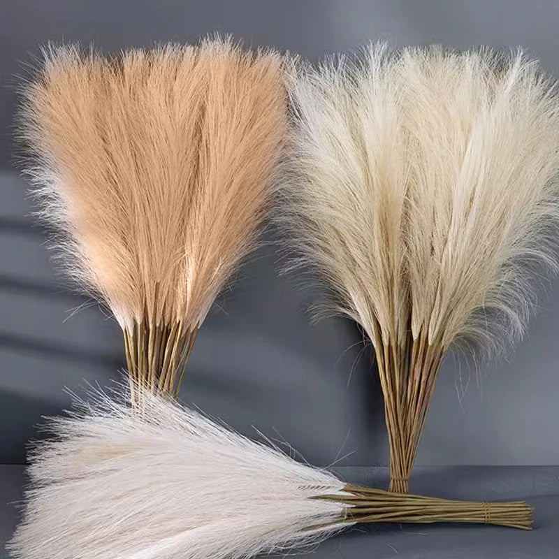 Artificial Pampas Grass Boho Bouquet Bulk (5–10 PCS) – Faux Reed Grass Stems
