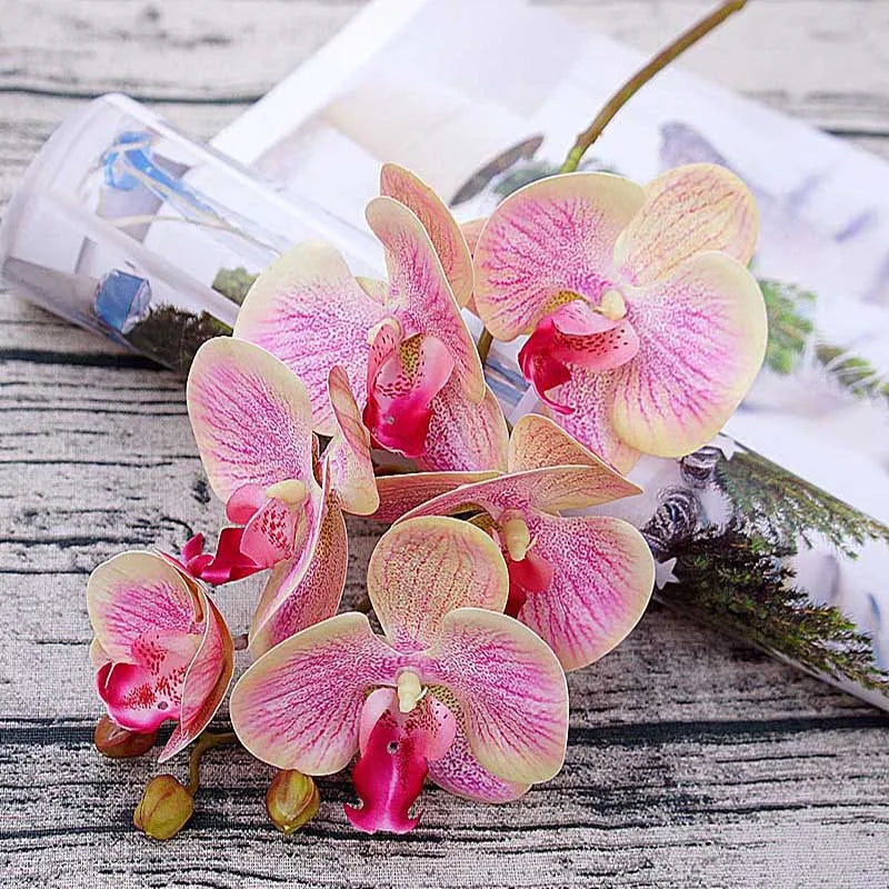 6 Head Silk Faux Butterfly Orchid Flowers