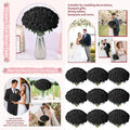 102PCS Black Artificial Rose Bouquet – Long Stem Faux Roses for DIY Wedding Decor, Gothic Floral Arrangements, Party Decorations, Home & Event Centerpieces