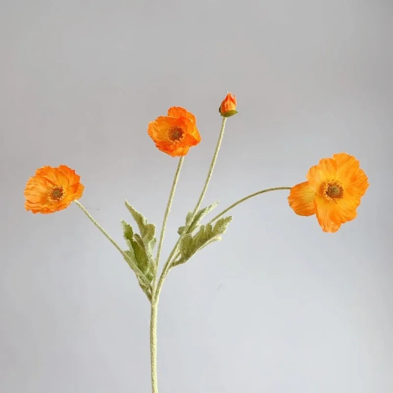 Artificial Poppy Flower Bouquet – 4 Head Silk Faux Poppy Flowers for Home Decor, Wedding Centerpieces, Garden Party Decorations, DIY Floral Arrangements