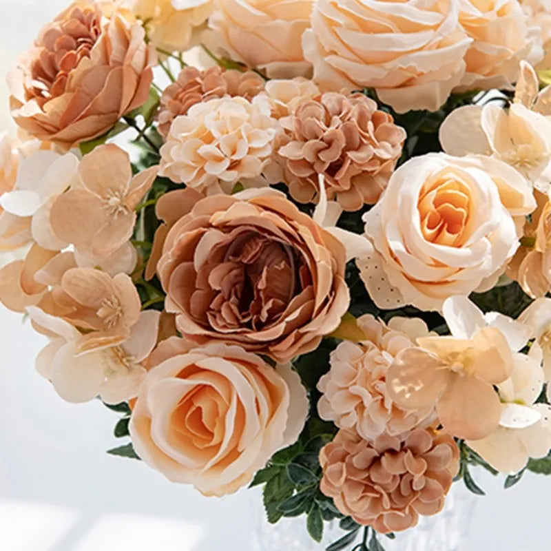 Bulk Artificial Rose Peony Hydrangea Wedding Bouquet