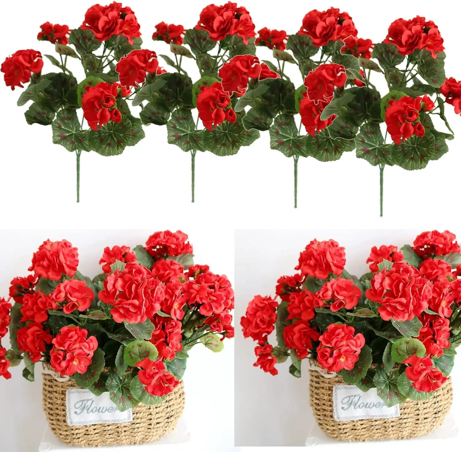 Artificial Geranium Begonia Bulk- Outdoor 4pcs
