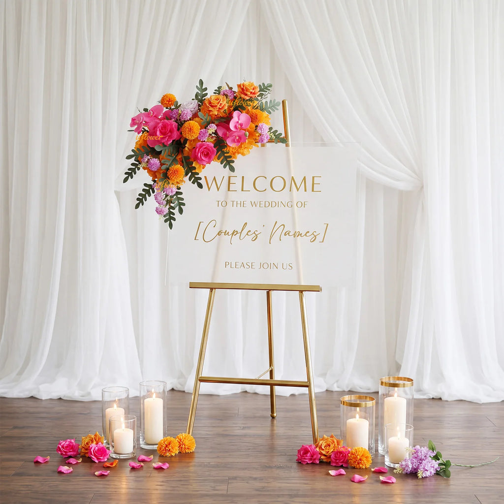 Hot Pink & Orange Wedding Arch Flower Garland- 50CM