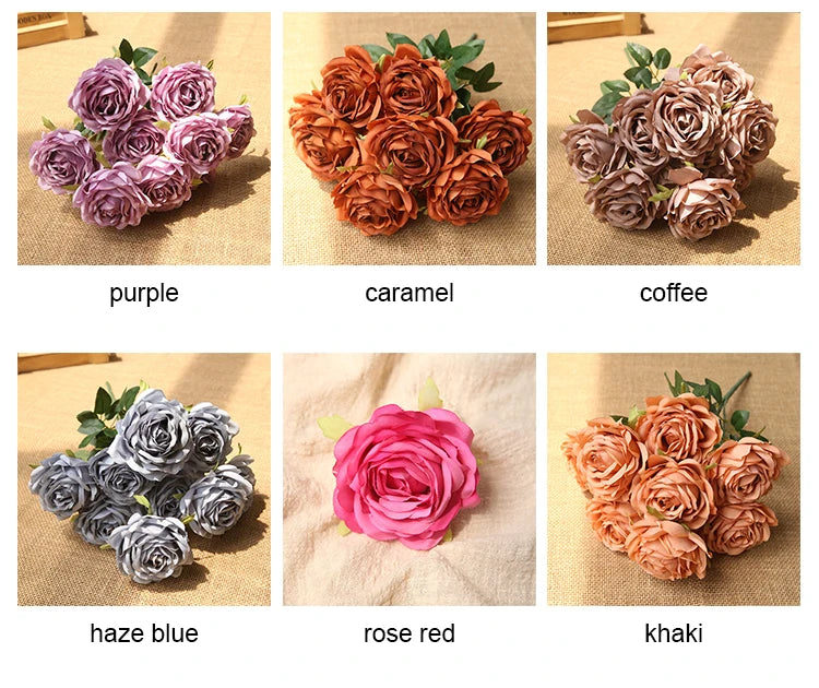 10 Heads Artificial Silk Rose Bouquet – Realistic Faux Roses for Wedding Centerpieces, Party Decor, Home & Garden Floral Arrangement, Valentine’s Day Gift