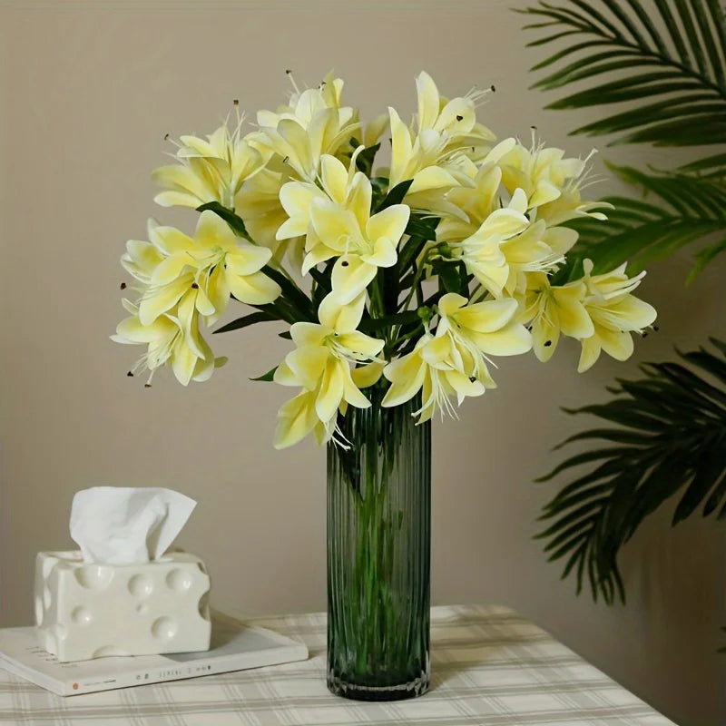 10 Head Artificial Lily Flower Branch – Silk Faux Lily