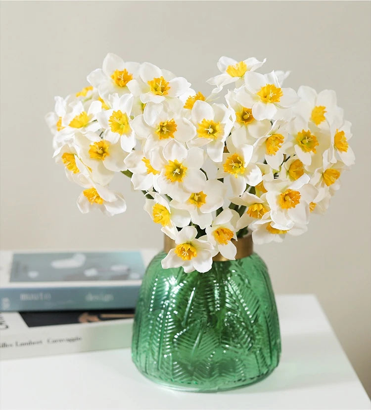 6/18PCS Realistic Faux Daffodil Flowers Bulk – Polyurethane Artificial Daffodil Bouquet