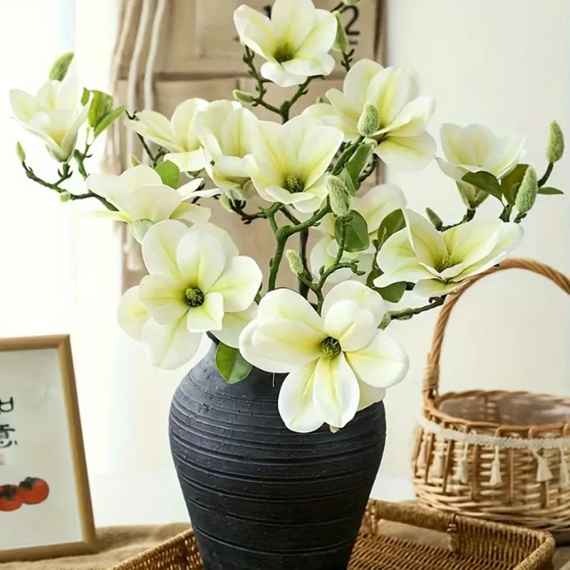 Artificial Magnolia Branch Bulk – 3-Head Real Touch Faux Flowers