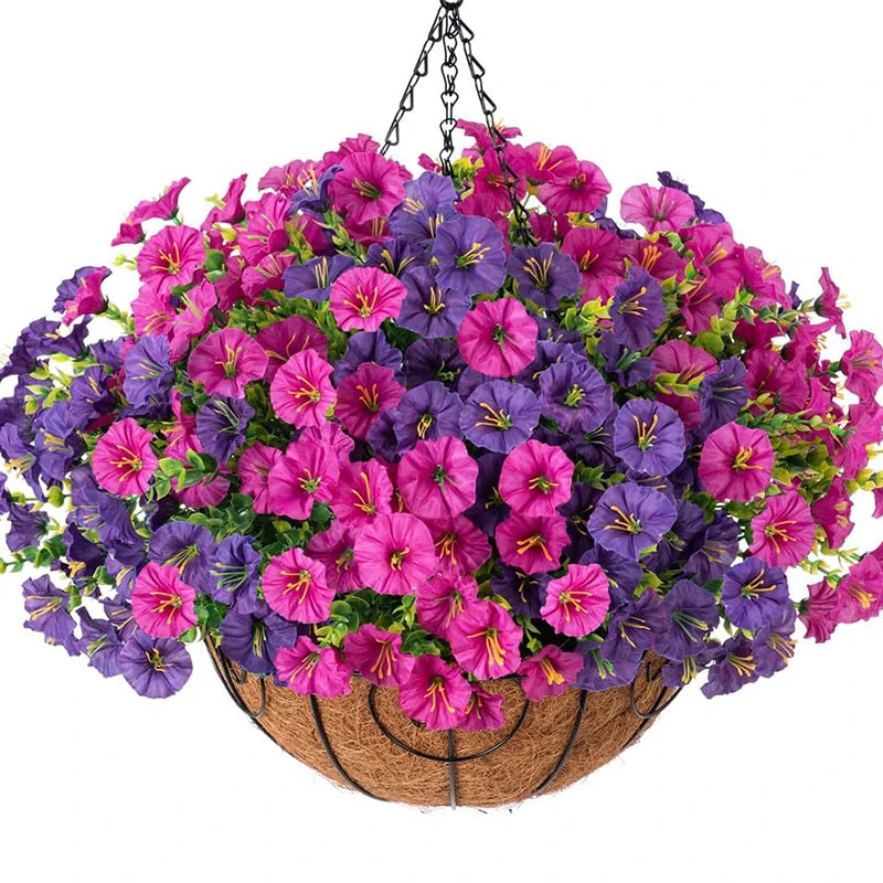 4 Bundles Artificial Morning Glory Flowers – UV Resistant Outdoor