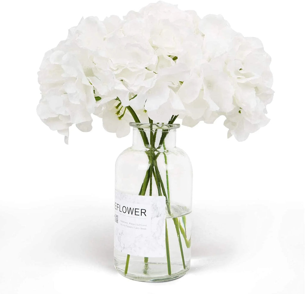 10PCS Artificial White Hydrangea Flowers – Real Touch Silk Hydrangea Branch Stems, Faux Hydrangea Bouquet for Wedding, Home Decor & Centerpieces