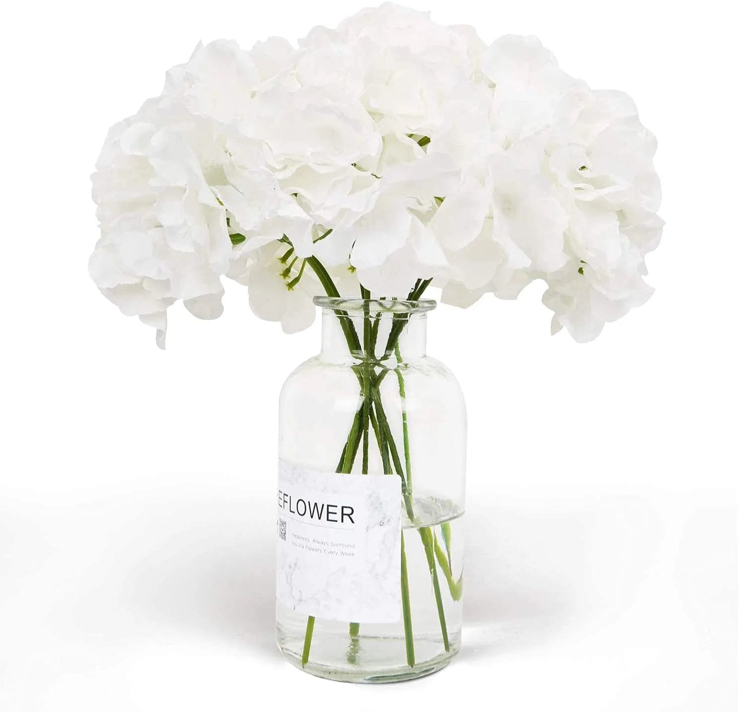 10PCS Artificial White Hydrangea Flowers – Real Touch Silk Hydrangea Branch Stems, Faux Hydrangea Bouquet for Wedding, Home Decor & Centerpieces