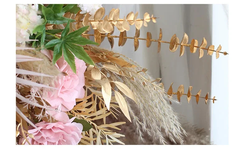 Boho Wedding Arch Flowers Kit Bulk – Pre-Made Pampas Silk Floral Backdrop Set