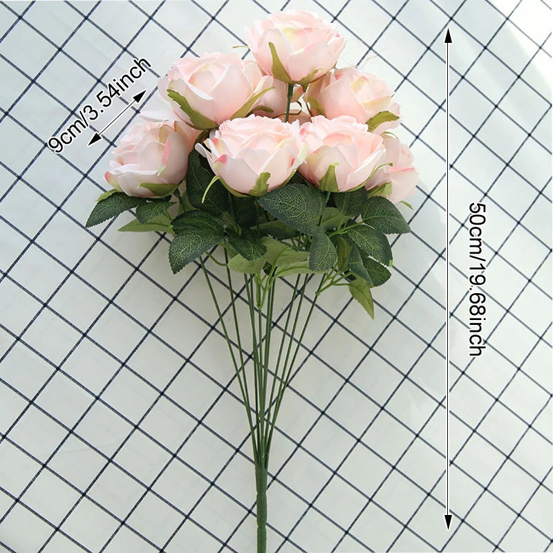 10 Heads Artificial Silk Rose Bouquet – Realistic Faux Roses for Wedding Centerpieces, Party Decor, Home & Garden Floral Arrangement, Valentine’s Day Gift