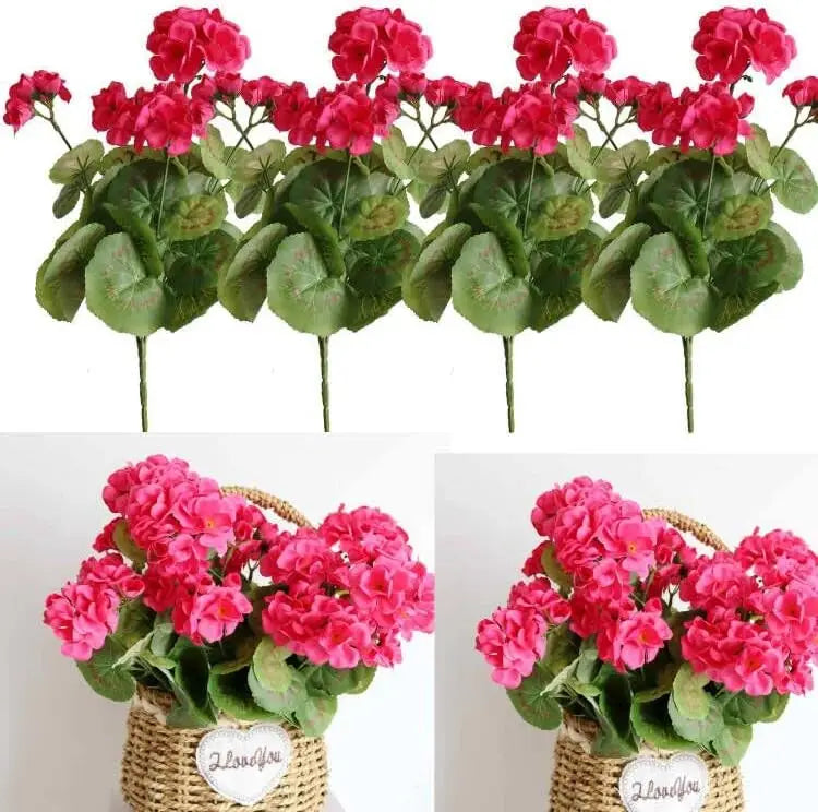 Artificial Geranium Begonia Bulk- Outdoor 4pcs
