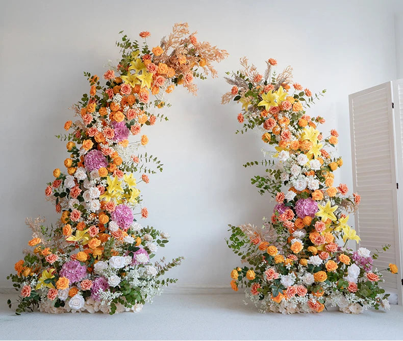 Colorful Rose Wildflower Wedding Arch Backdrop Bulk – Silk Floral Row 160–200cm