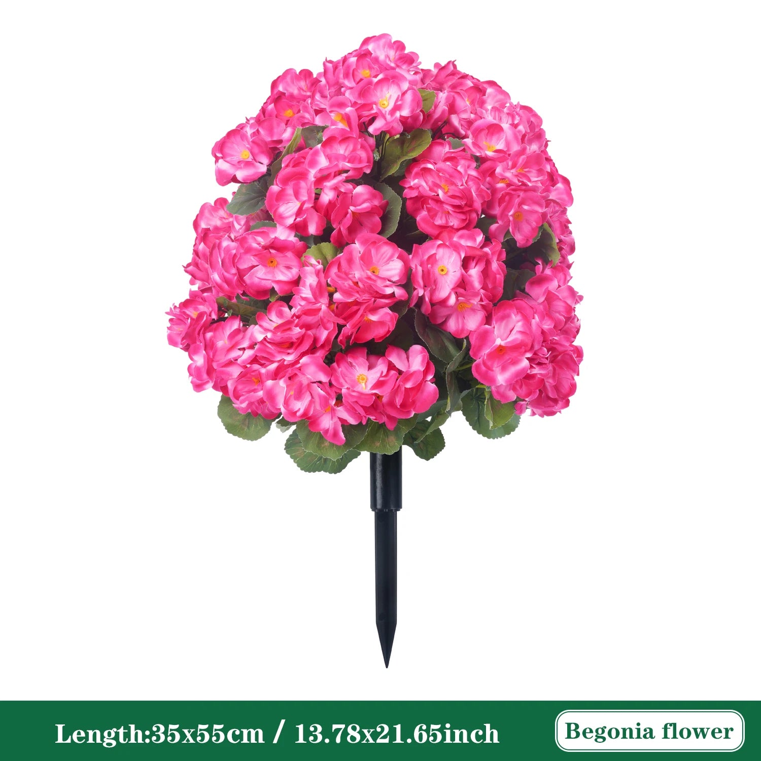 Artificial Begonia Flowers Bulk – Faux Bush Spikes for Outdoor Planters