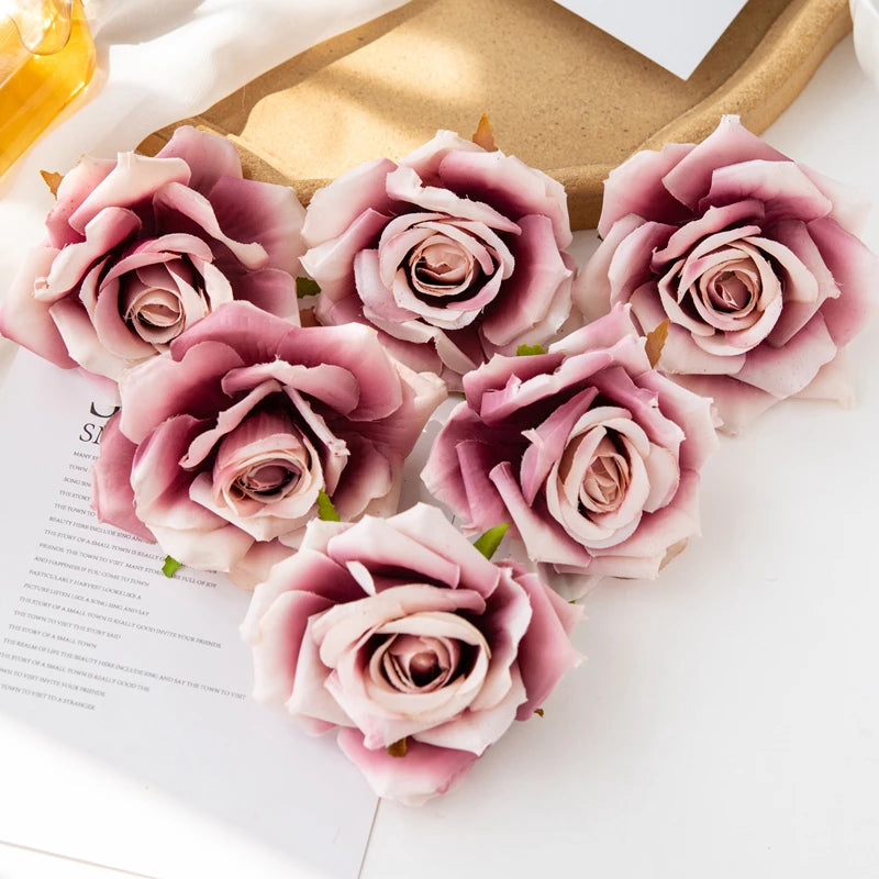 100PCS Artificial Silk Rose Heads Bulk – 10cm Faux Flowers