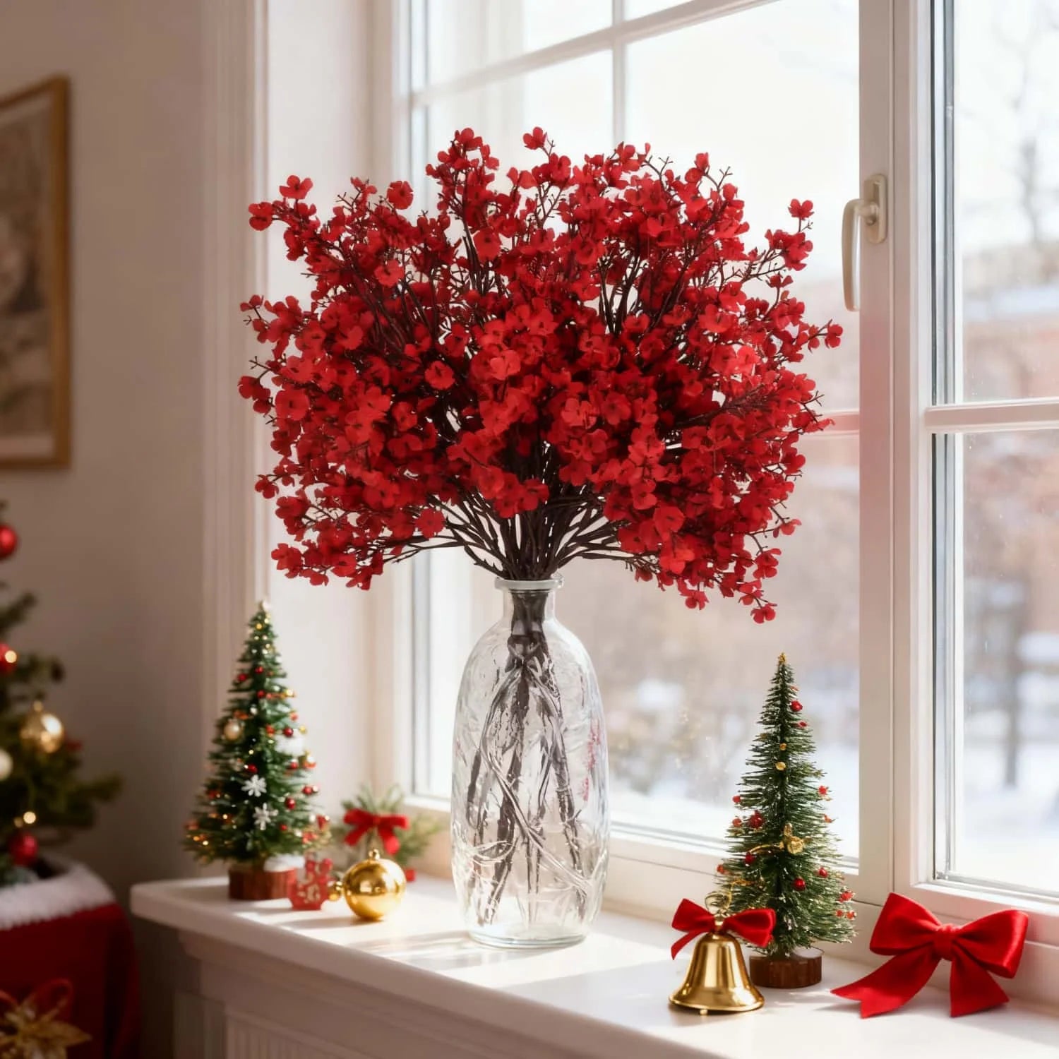 Artificial Baby’s Breath Gypsophila Bouquet – Silk Faux Flowers for Home Decor, Wedding Centerpieces, Christmas & New Year DIY Party Decorations