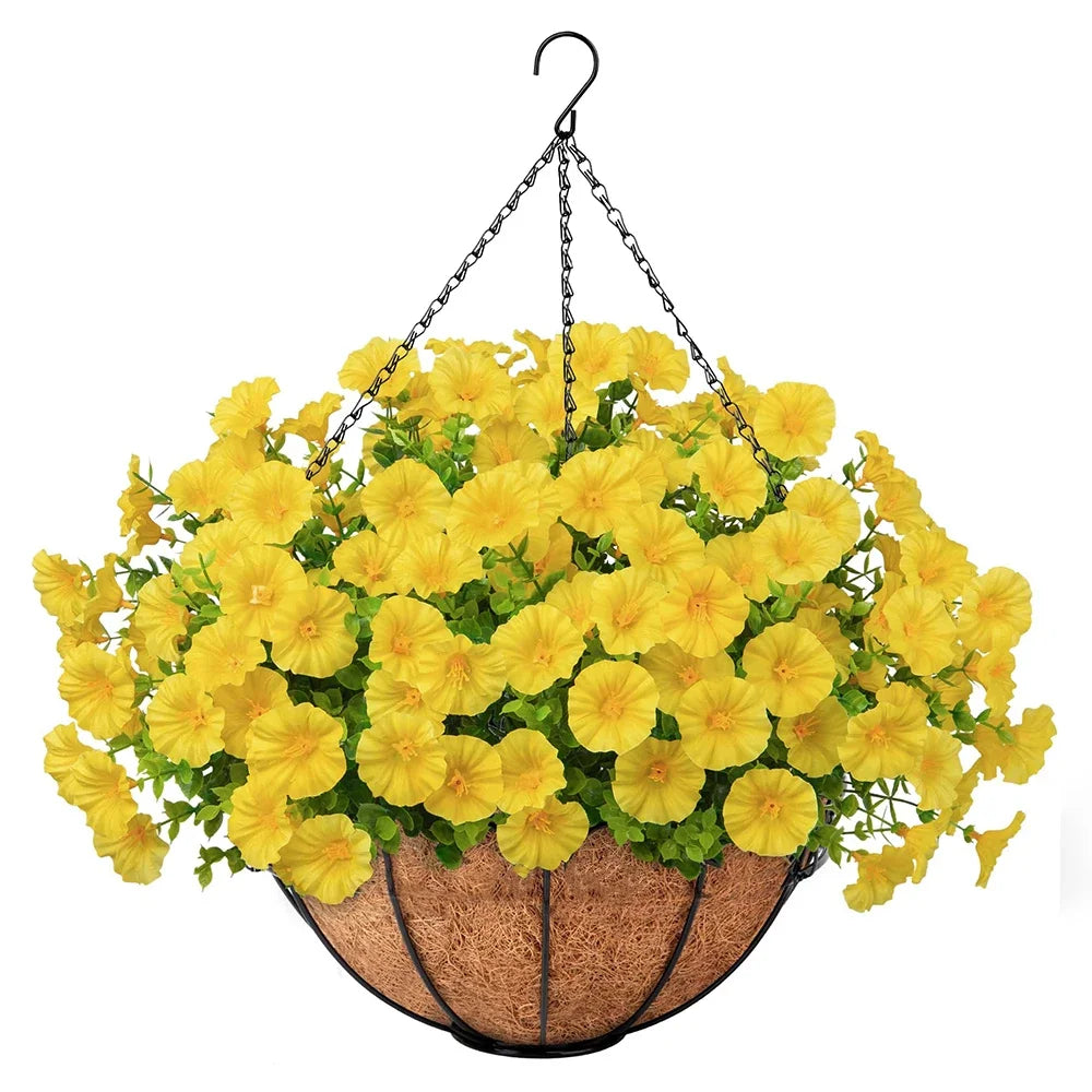 Artificial Hanging Petunia Basket – Outdoor Porch & Garden Flower Decor