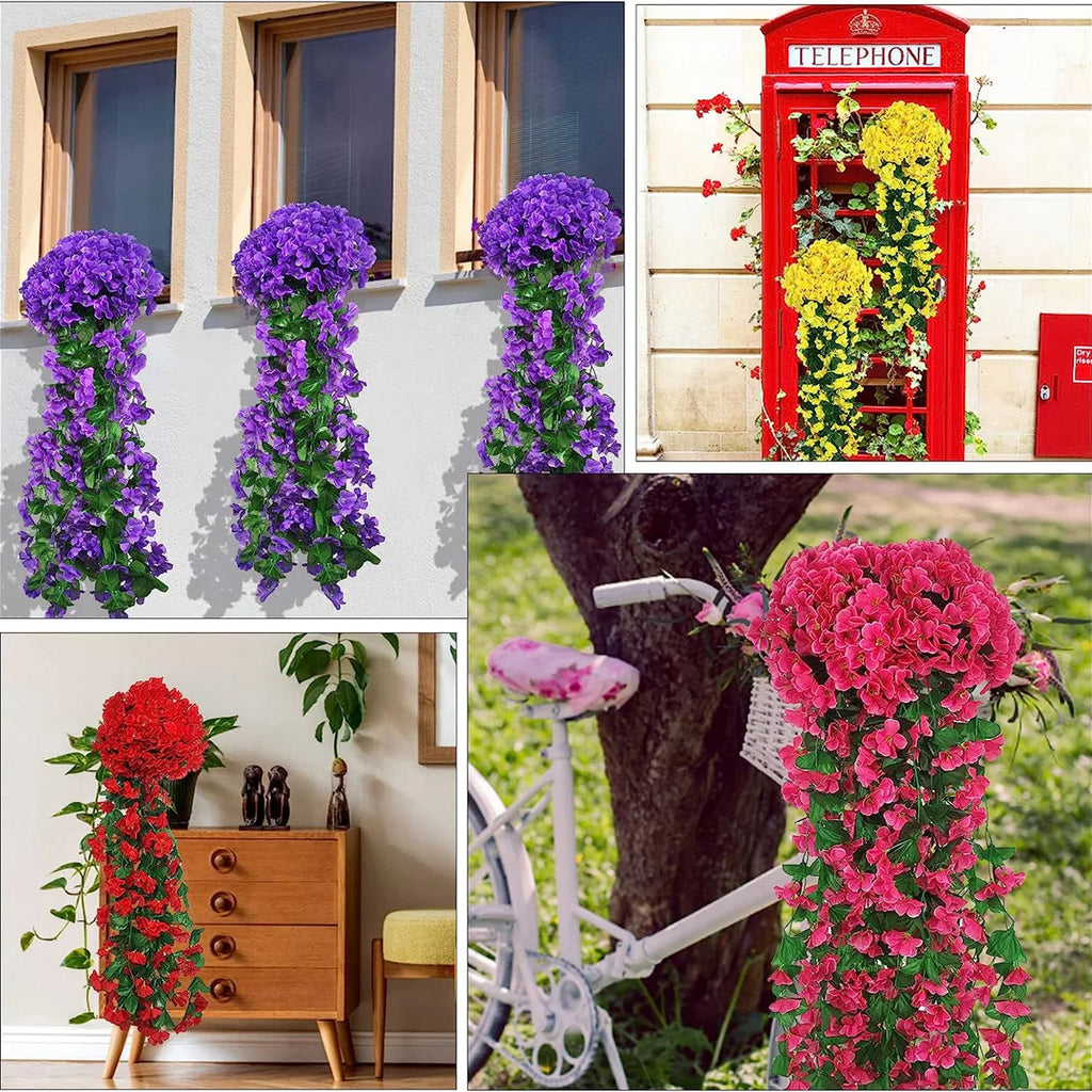 Artificial Violet Ivy Hanging Flower Garland – Faux Plastic Vine for Wedding Arch Decor, Party Backdrop, Home, Garden & Outdoor Decoration