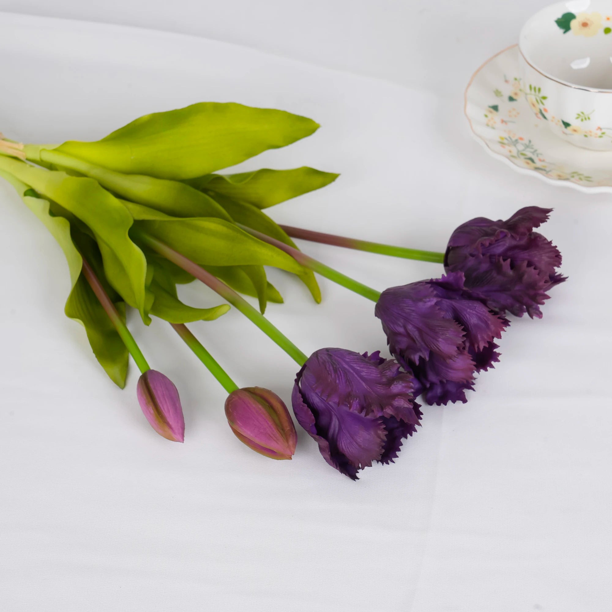 Parrot Wave Real Touch Tulip Artificial Flowers Bulk – Soft Silicone Latex Faux Tulip Bouquet | Perma Petals