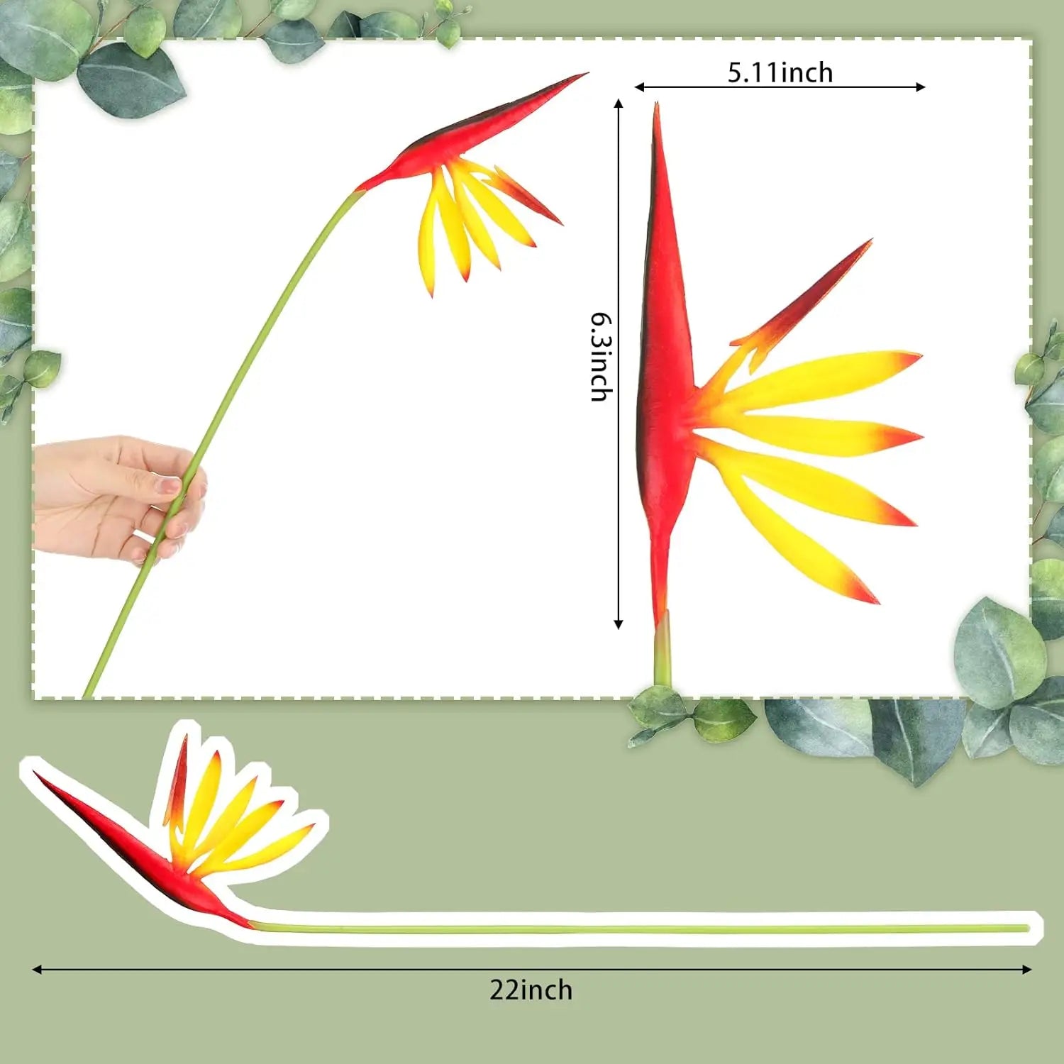 10PCS Artificial Bird of Paradise Flowers Bulk – 22 Inch Faux Strelitzia Stems